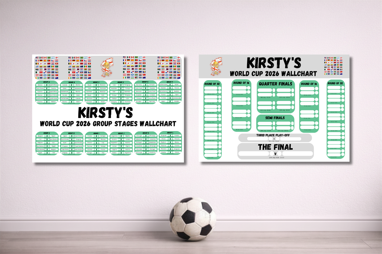 World cup 2026 wall chart planner - grey/green