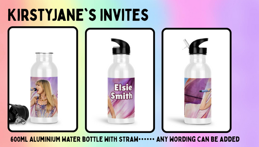 Personalised 600ml Aluminium drinks bottle with straw Taylor swift