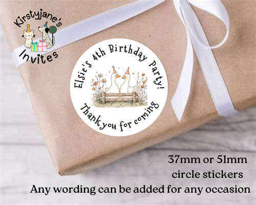 Personalised Christmas Xmas presents stickers Birthday Party Bag Favours Duck ducks