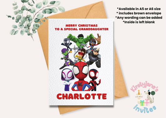 Christmas greetings card Spidey and his amazing friends spiderman