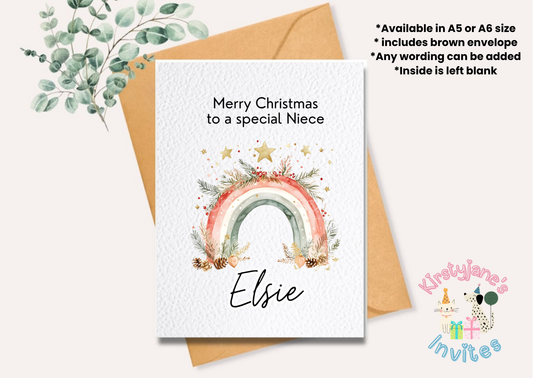 Christmas greetings card floral  girls 🌈 rainbow