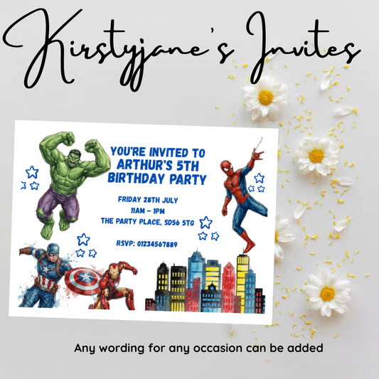Personalised kids Boys superheroes superhero spiderman avengers Ironman Hulk captain America