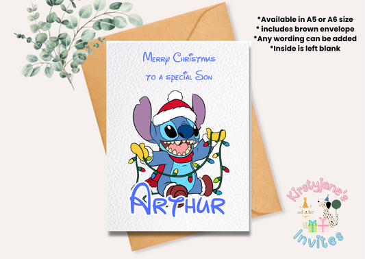 Christmas greetings card Disney Stitch Stitchmas