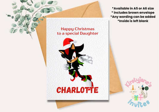 Christmas greetings card Sonic The Hedgehog shadow