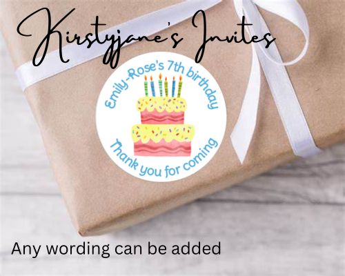 Personalised birthday party cake stickers