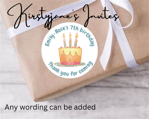 Personalised birthday party cake stickers