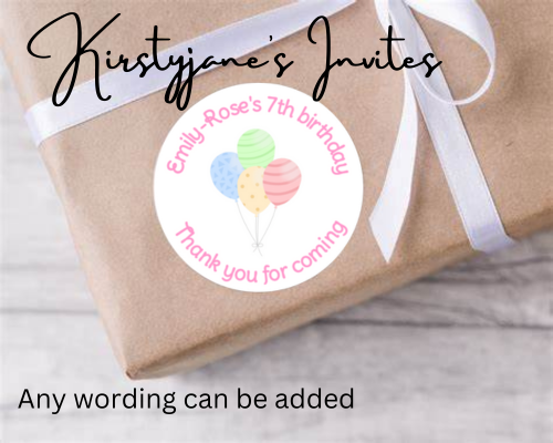 Personalised birthday party balloons stickers