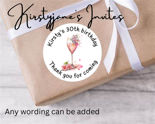 Personalised womens birthday party wine stickers