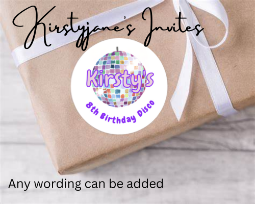 Personalised birthday party disco stickers