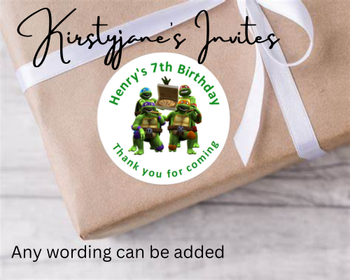 Personalised birthday party Teenage Mutant Ninja Turtles stickers